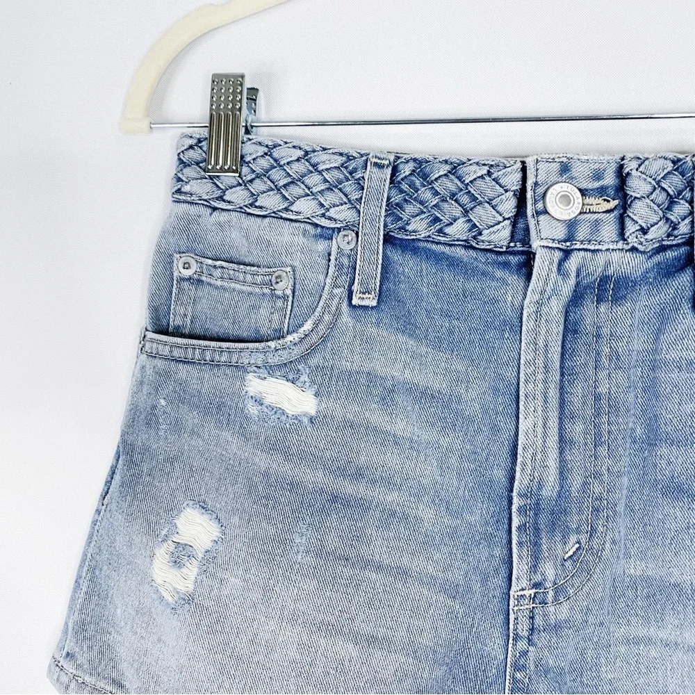 Tularosa - High Rise Braided Waist Denim Shorts